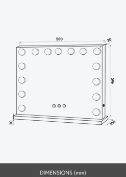KAILA Makeupspejl Hollywood 15 Hvid 58x46 cm