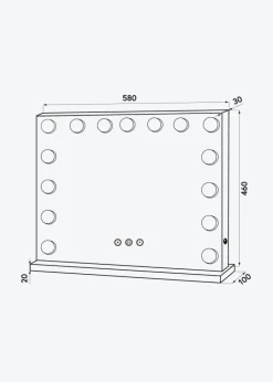 KAILA Makeupspejl Hollywood 15 Sort 58x46 cm
