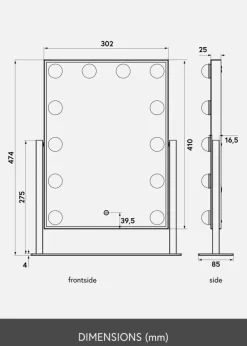 KAILA Makeupspejl I Sort - 36x47 cm