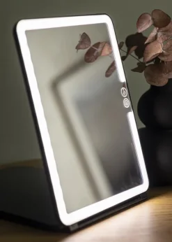 KAILA Makeupspejl Travel LED Genopladelig Sort 19x25 cm