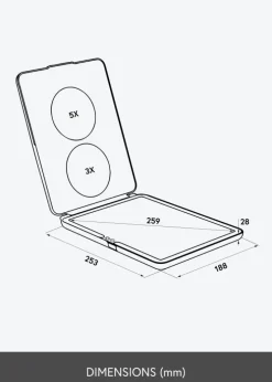 KAILA Makeupspejl Travel LED Genopladelig Sort 19x25 cm