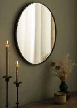 KAILA Round Mirror - Edge Black 50 cm Ø