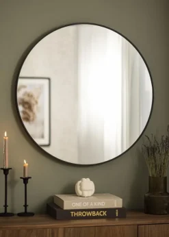 KAILA Round Mirror - Edge Black 80 cm Ø