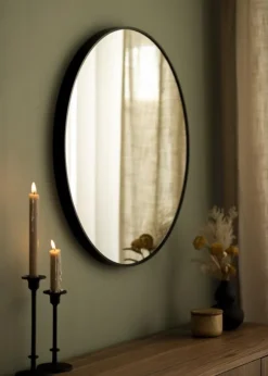 KAILA Round Mirror - Edge Black 70 cm Ø