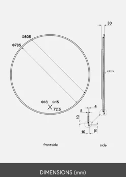 KAILA Spejl Circle LED Sort 80 cm Ø