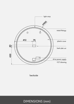 KAILA Spejl LED 90 cm Ø