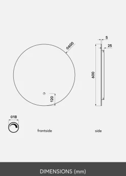 KAILA Spejl LED 60 cm Ø