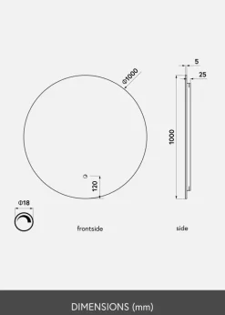 KAILA Spejl LED 100 cm Ø