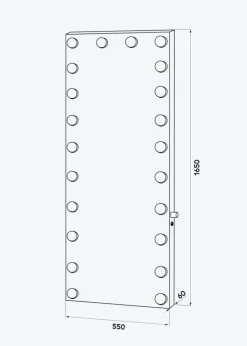KAILA Spejl Tall LED Sort 55x165 cm