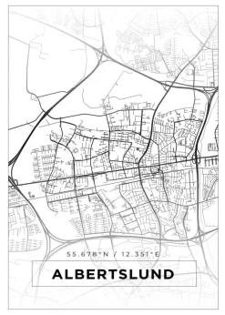 Kort - Albertslund - Hvid Plakat (21x29.7 cm (A4))