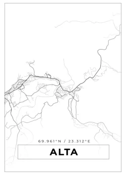 Kort - Alta - Hvid Plakat (21x29.7 cm (A4))