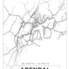 Kort - Arendal - Hvid Plakat (21x29.7 cm (A4))