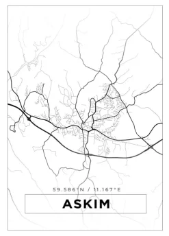 Kort - Askim - Hvid Plakat (21x29.7 cm (A4))