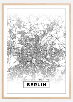 Kort - Berlin - Hvid Plakat (21x29.7 cm (A4))