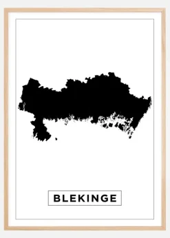 Kort - Blekinge - Hvid Plakat (21x29.7 cm (A4))