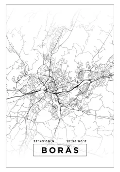 Kort - Borås - Hvid Plakat (21x29.7 cm (A4))