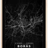 Kort - Borås - Sort Plakat (21x29.7 cm (A4))