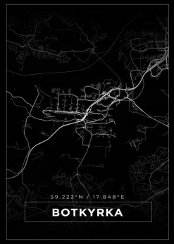 Kort - Botkyrka - Sort Plakat (21x29.7 cm (A4))