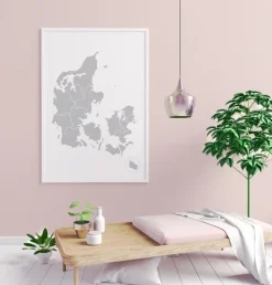 Kort - Danmark - Grå Plakat (21x29.7 cm (A4))