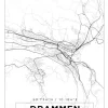 Kort - Drammen - Hvid Plakat (21x29.7 cm (A4))