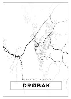 Kort - Drøbak - Hvid Plakat (21x29.7 cm (A4))