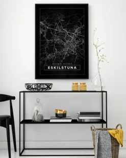 Kort - Eskilstuna - Sort Plakat (21x29.7 cm (A4))