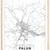 Kort - Falun - Hvid Plakat (21x29.7 cm (A4))