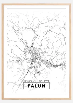 Kort - Falun - Hvid Plakat (21x29.7 cm (A4))