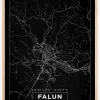 Kort - Falun - Sort Plakat (21x29.7 cm (A4))
