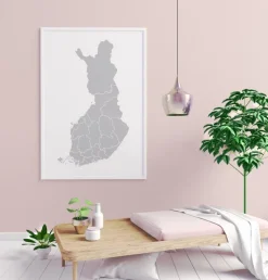 Kort - Finland - Grå Plakat (21x29.7 cm (A4))