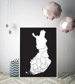 Kort - Finland - Hvid Plakat (21x29.7 cm (A4))