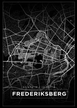 Kort - Frederiksberg - Sort Plakat (21x29.7 cm (A4))