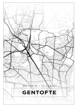 Kort - Gentofte - Hvid Plakat (21x29.7 cm (A4))