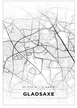 Kort - Gladsaxe - Hvid Plakat (21x29.7 cm (A4))
