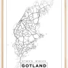 Kort - Gotland - Hvid Plakat (21x29.7 cm (A4))
