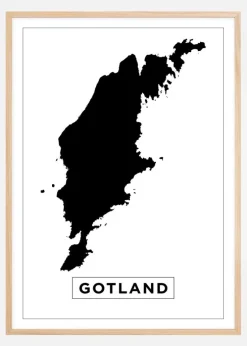 Kort - Gotland - Hvid Plakat (21x29.7 cm (A4))