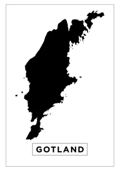 Kort - Gotland - Hvid Plakat (21x29.7 cm (A4))