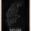 Kort - Gotland - Sort Plakat (21x29.7 cm (A4))