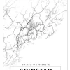 Kort - Grimstad - Hvid Plakat (21x29.7 cm (A4))