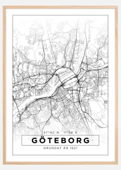 Kort - Göteborg - Hvid Plakat (21x29.7 cm (A4))