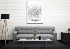 Kort - Göteborg - Hvid Plakat (21x29.7 cm (A4))