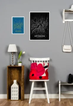 Kort - Göteborg - Sort Plakat (21x29.7 cm (A4))