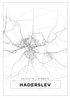 Kort - Haderslev - Hvid Plakat (21x29.7 cm (A4))