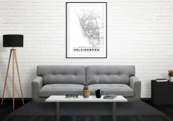 Kort - Helsingborg - Hvid Plakat (21x29.7 cm (A4))