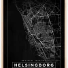 Kort - Helsingborg - Sort Plakat (21x29.7 cm (A4))