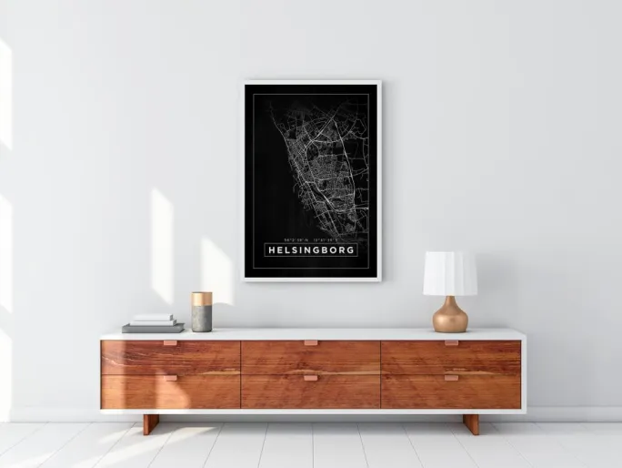 Kort - Helsingborg - Sort Plakat (21x29.7 cm (A4))