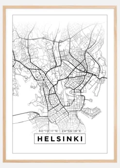Kort - Helsinki - Hvid Plakat (21x29.7 cm (A4))