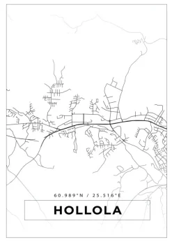 Kort - Hollola - Hvid Plakat (21x29.7 cm (A4))