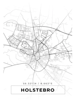 Kort - Holstebro - Hvid Plakat (21x29.7 cm (A4))