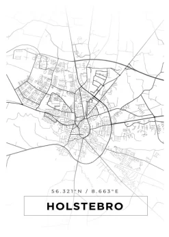 Kort - Holstebro - Hvid Plakat (21x29.7 cm (A4))
